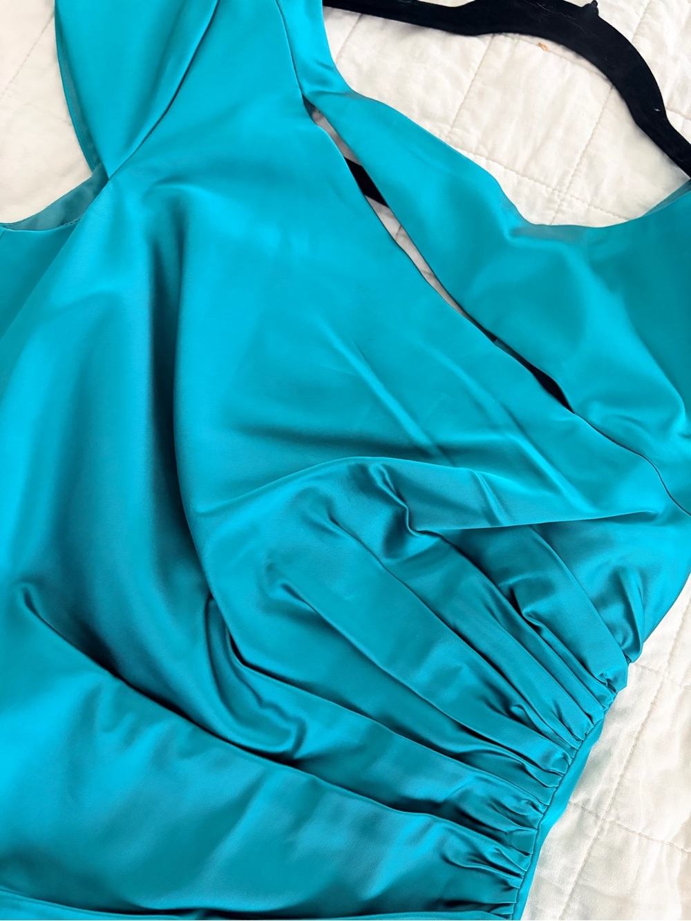 Kay Unger Teal Cap-Sleeve Ruched Sheath Dress - Picture 2 of 7